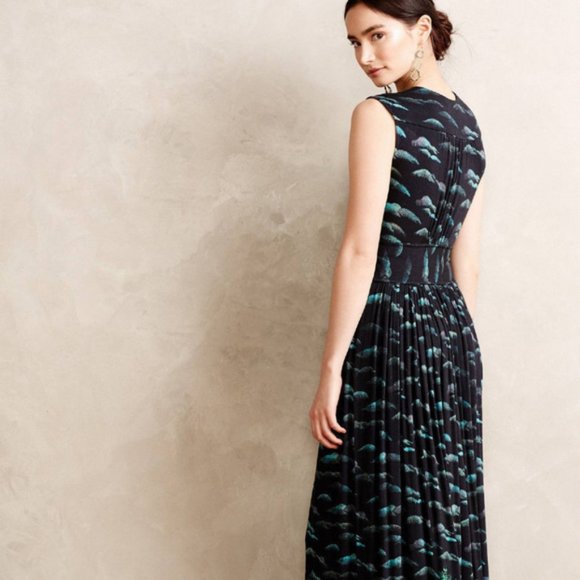 Anthropologie Maxi Dress Plenty Tracy Reece Maore Whimsical Landscape Print - Picture 3 of 7